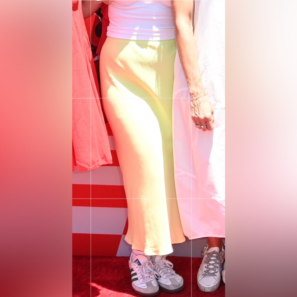 Anthropologie lime green / yellow midi skirt
